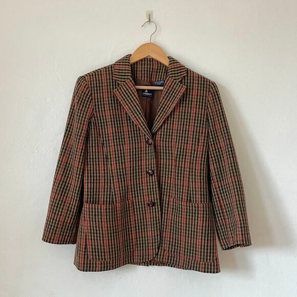 Liz Claiborne – 90s Y2K Houndstooth Check Blazer w/ Elbow Patches - Picture 1 of 12